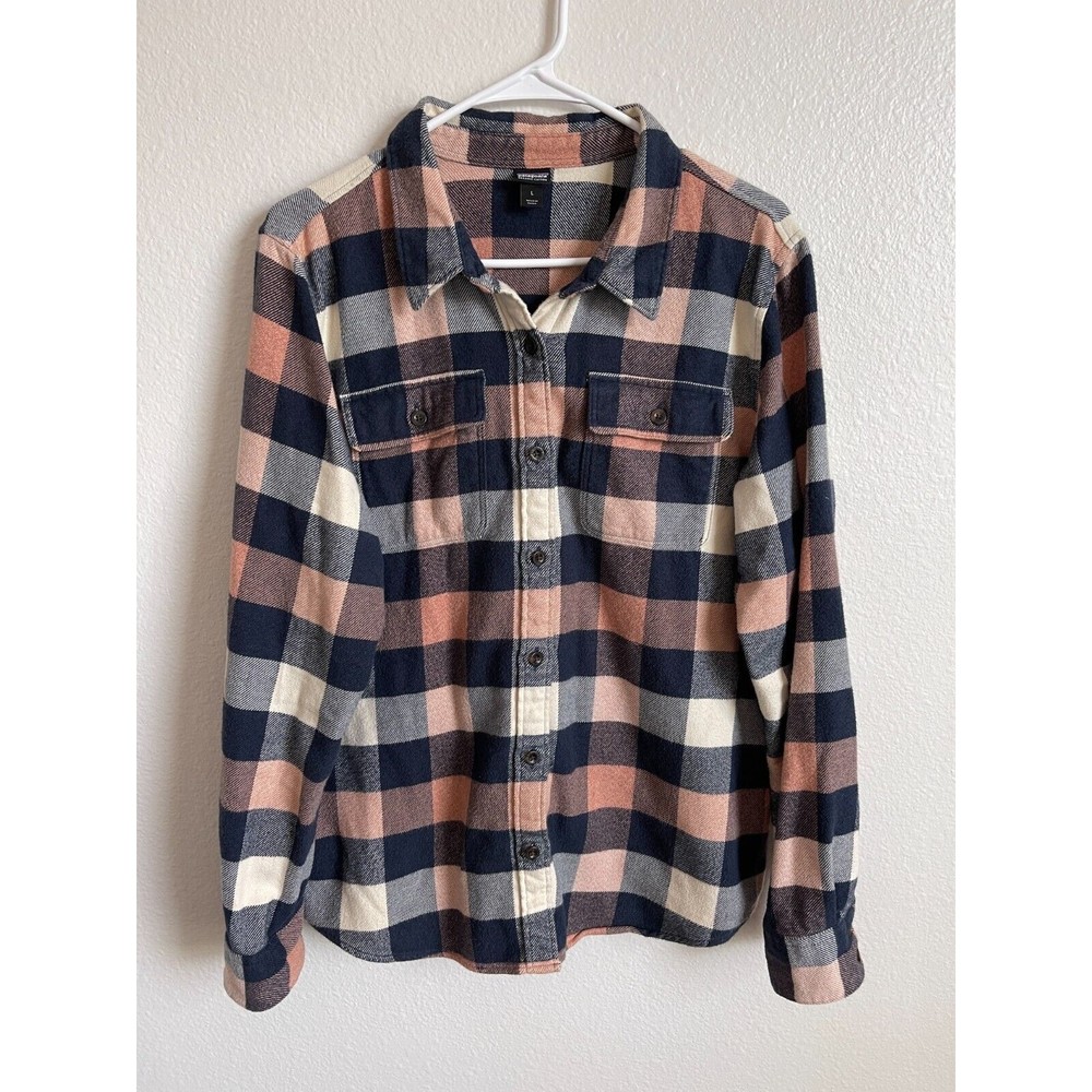 Patagonia Organic Cotton Midweight Fjord Flannel Shirt - Women's Large Navy